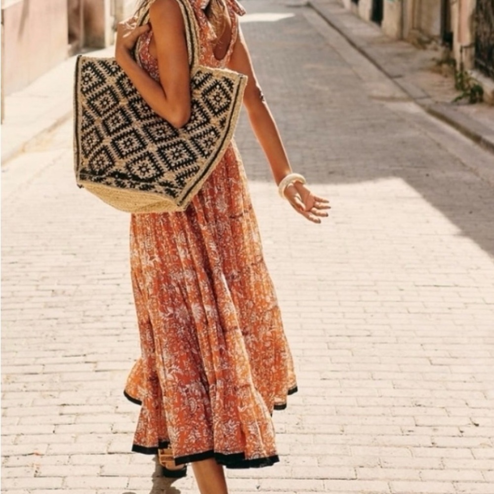 Free People Kika’s Floral Printed Midi Dress, in Orange